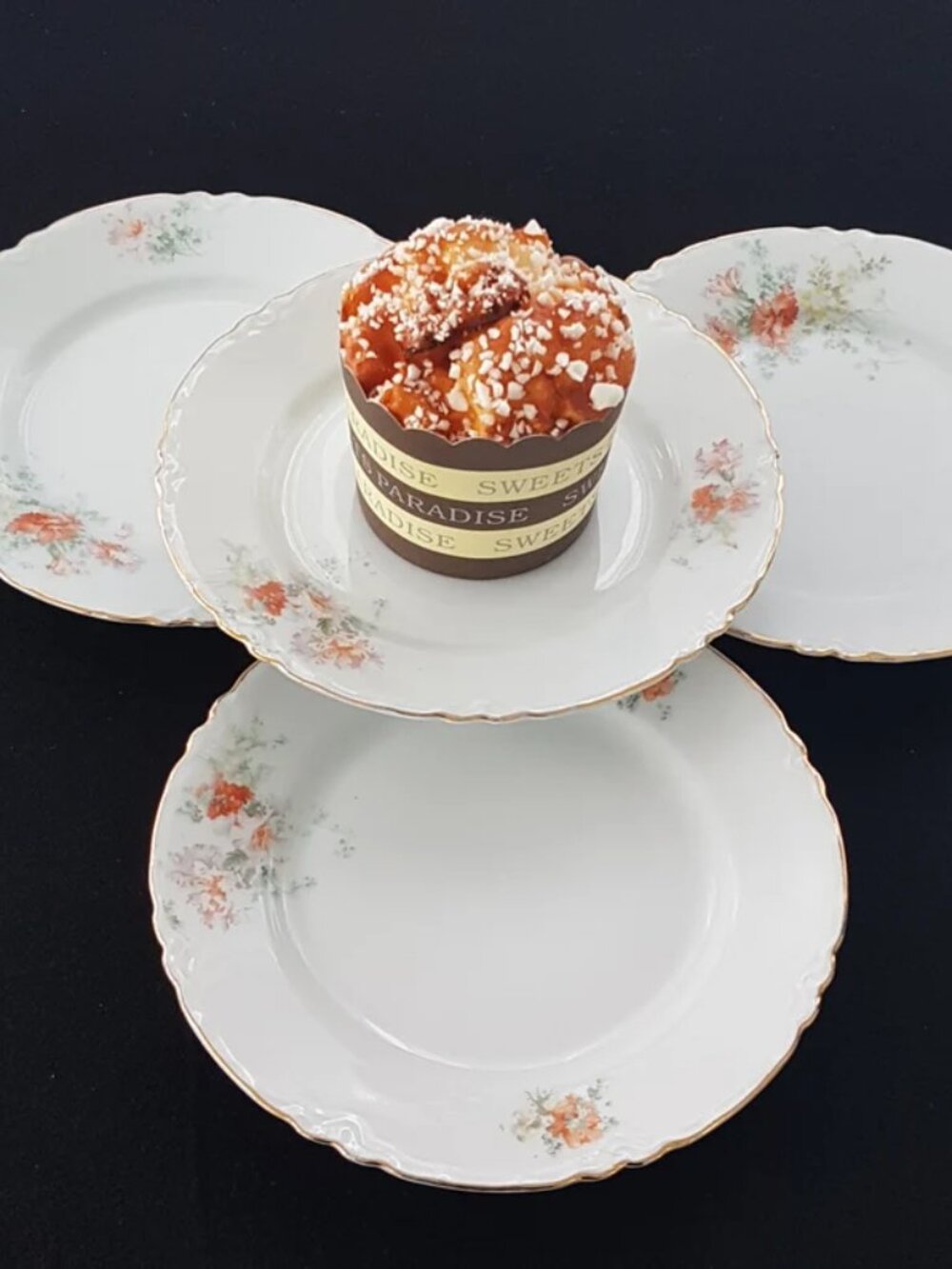 Antique Moschendorf REX Bavaria Floral Side Plate Set of 4 Vintage Dessert/Bread